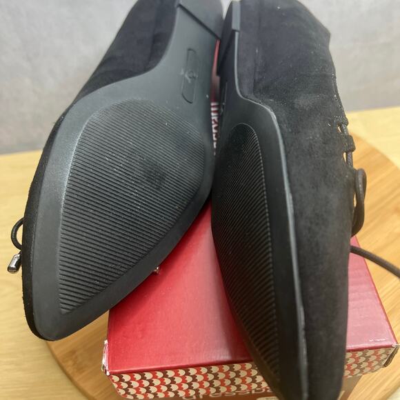 Dress Barn Fiona Womens Microsuede Vegan Black Flat Shoes Size 9M - Picture 6 of 9